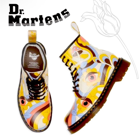 RARE Dr. Martens Vegan Leather 1460 Retro Kemble Lace Up Boots Combat Size 7 Y2K - Picture 1 of 14